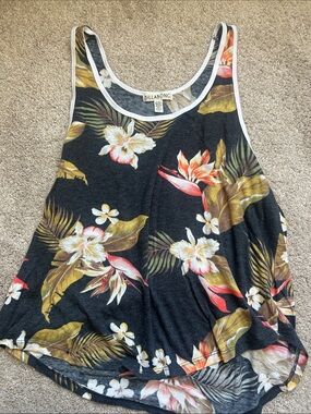Billabong Black Floral Tropical Scoop Tank